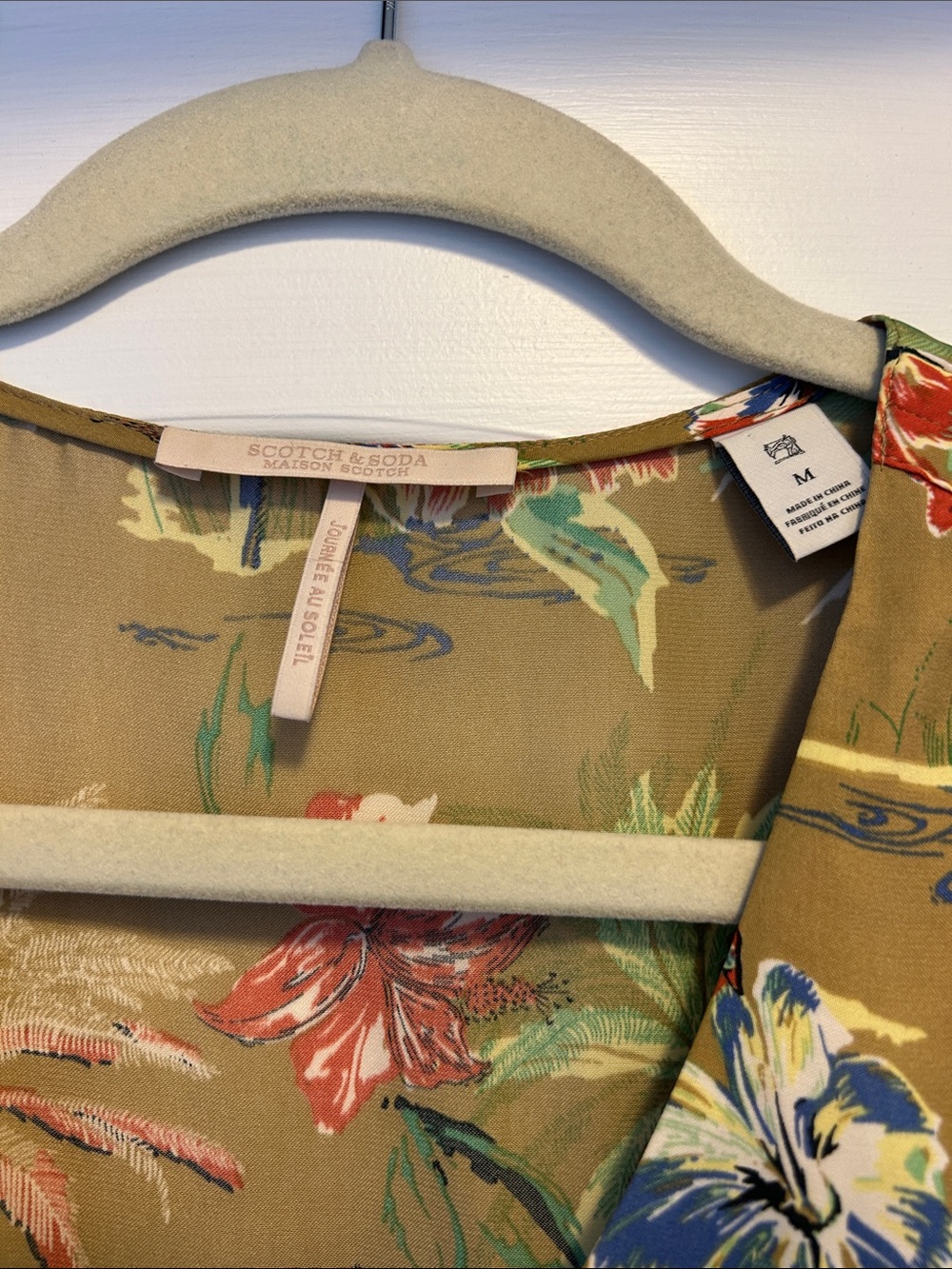 Scotch & Soda Dark Khaki Tropical-Print Dress - Picture 3 of 6